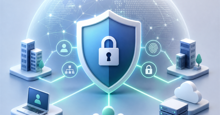 Editorial visual representing network access control and segmentation, authentication and identity controls, and encryption and VPN protocols.