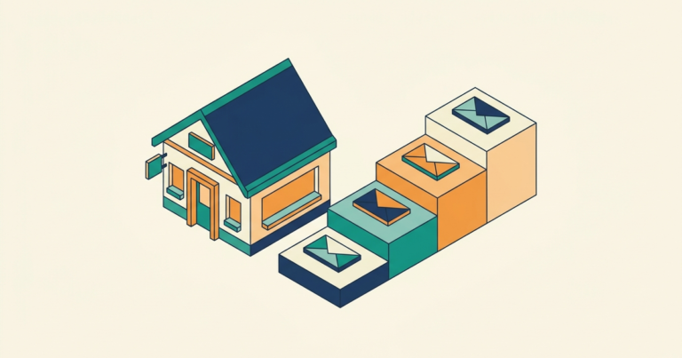 Isometric small store with four stepped pedestals each holding an envelope, representing LiveChat pricing tiers